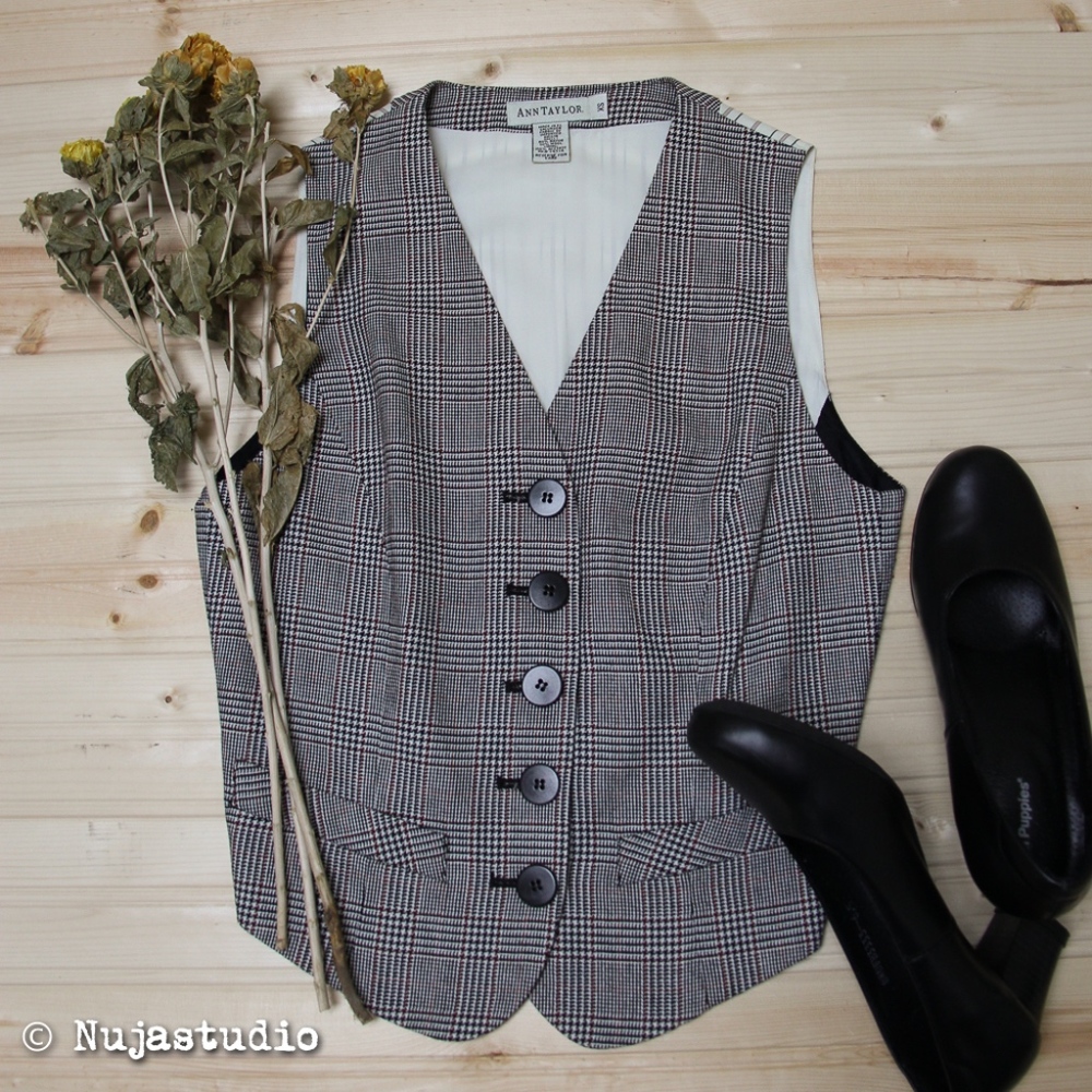 Vintage 90s EUC Ann Taylor Wool Blend Tuxedo Vest